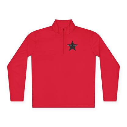 Quarter-Zip Pullover • Red Star Graphic "LIFEOF3TYMS" Chest & Back Accent