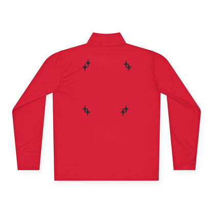 Quarter-Zip Pullover • Red Star Graphic "LIFEOF3TYMS" Chest & Back Accent
