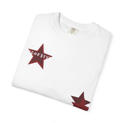 Star Accent T-Shirt — Red Graphic Stars Chest & Hip Print