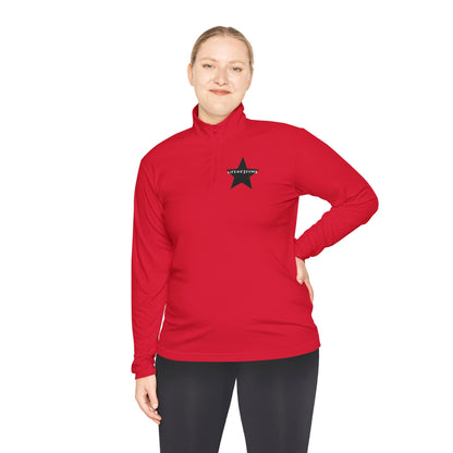 Quarter-Zip Pullover • Red Star Graphic "LIFEOF3TYMS" Chest & Back Accent