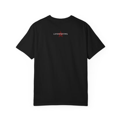 Star Accent T-Shirt — Red Graphic Stars Chest & Hip Print