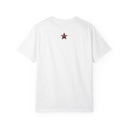 Star Accent T-Shirt — Red Graphic Stars Chest & Hip Print